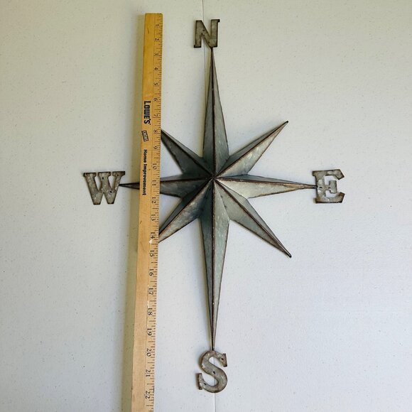 Rustic Metal Compass Rose Wall Art Decoration Nautical Star Compass Star Decor - Picture 7 of 14